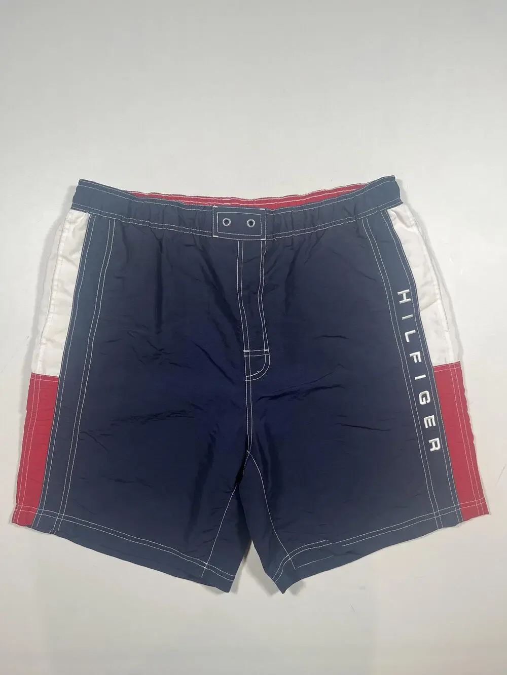 Tommy Hilfiger Swim Shorts Mens Large Blue Red White Colorblock Lined Trunks